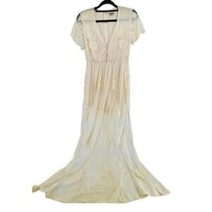 Show Me Your MuMu Ivory Romper Sheer Coquette Lace Boho Romantic Bridal XS Fairy